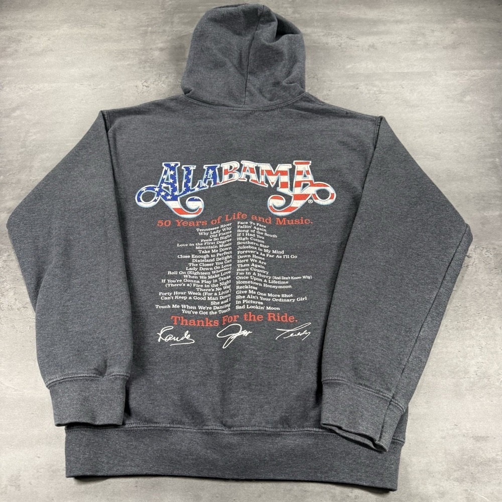 Alabama Band Hoodie Adult Small Gray Full Zip Up Country Music USA Flag Jacket